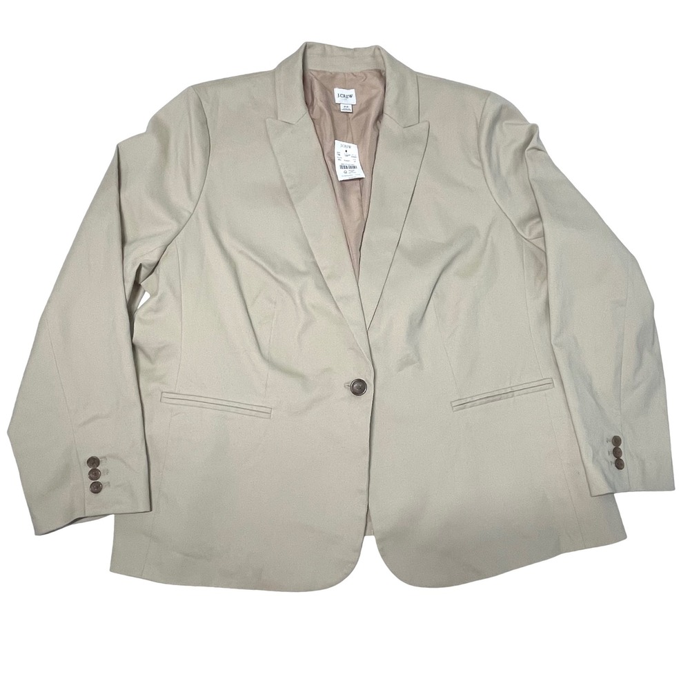 J.Crew Womens Tan Stretch Cotton Twill Single Button Blazer Jacket Size 22 NWT